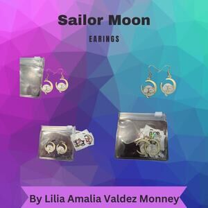Blind bag Keychain and Sailor moon Earrings with Mini Stickers